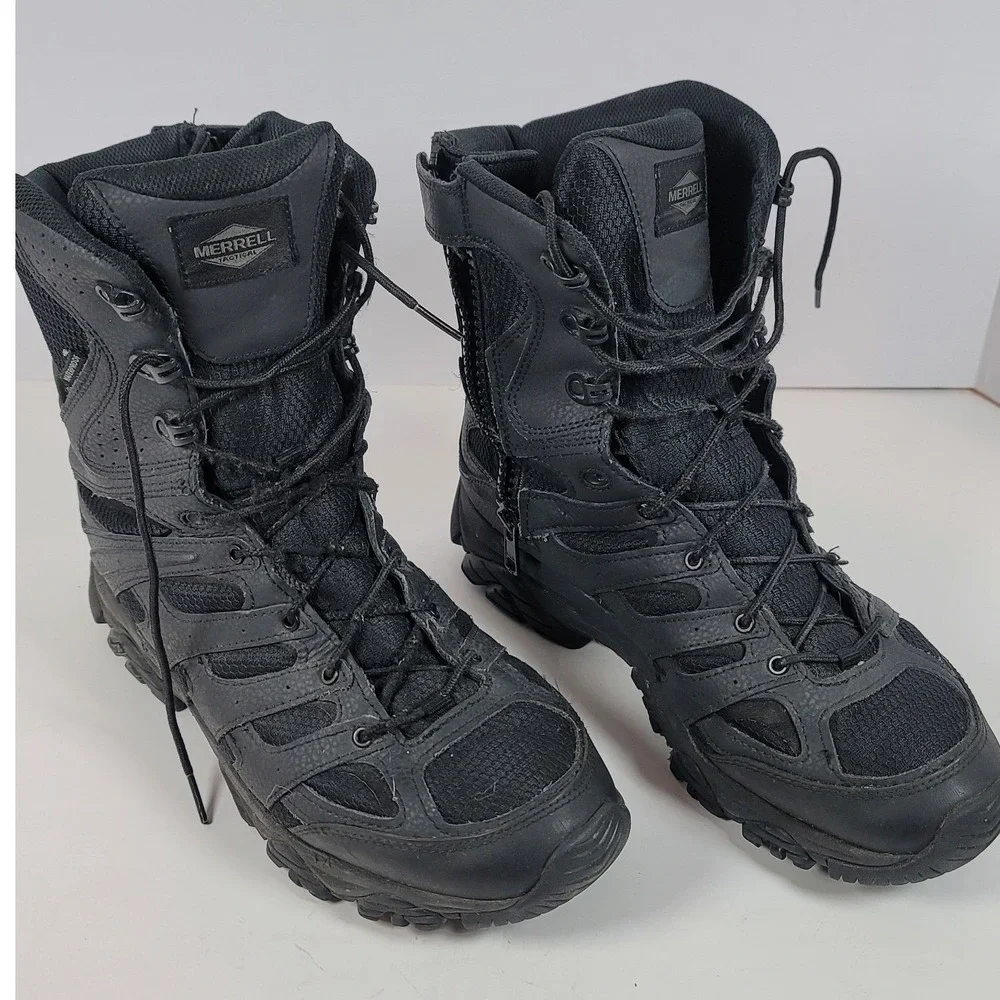 Merrell Tactical Moab 2 8 Waterproof Side Zip Boots Black J004109 Mens 10.5 M